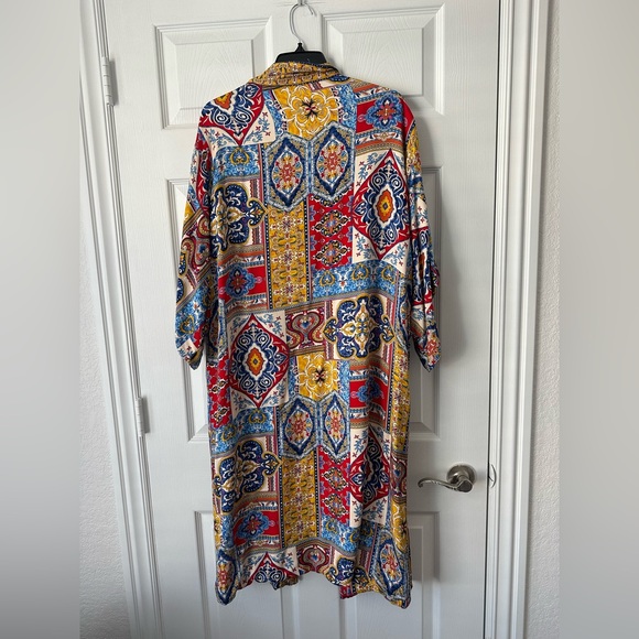 Haute Hippie Reversible Psychedelic Print Long Kimono Duster Caftan - Picture 2 of 5